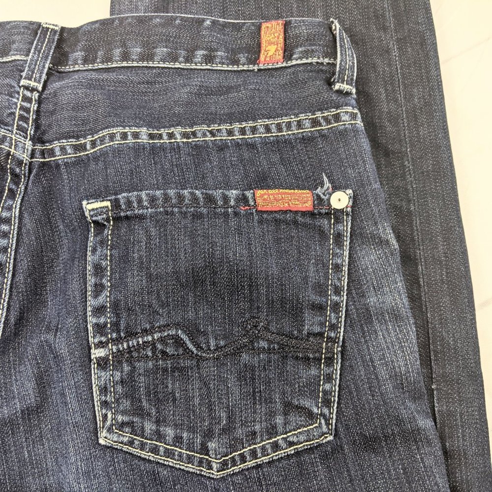 7 For All Mankind Slouchy Button Fly Blue Jeans - Picture 8 of 8
